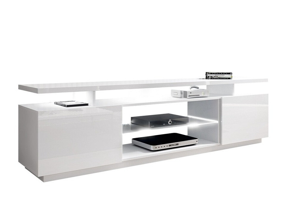 TV-meubel Charlotte 138 (Wit + Glanzend wit)