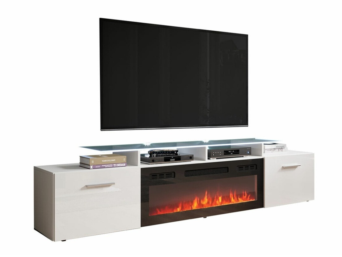 TV-meubel Charlotte 155 (Wit + Glanzend wit)