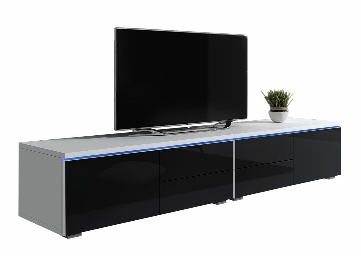 TV-meubel Nashville 129 (Wit + Glanzend zwart)