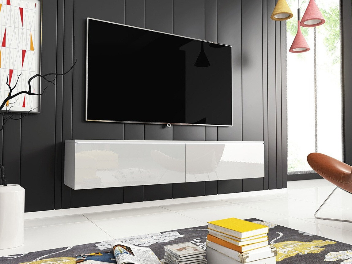 TV-meubel Sarasota 120 (Wit + Glanzend wit)