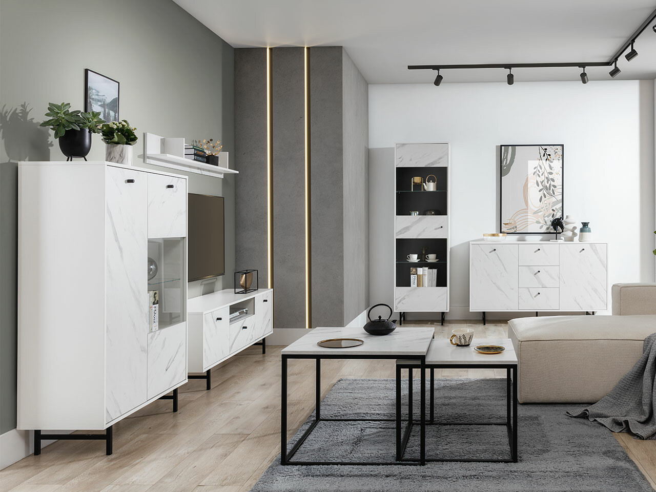 Woonkamerset Providence T107 (Wit marmer)