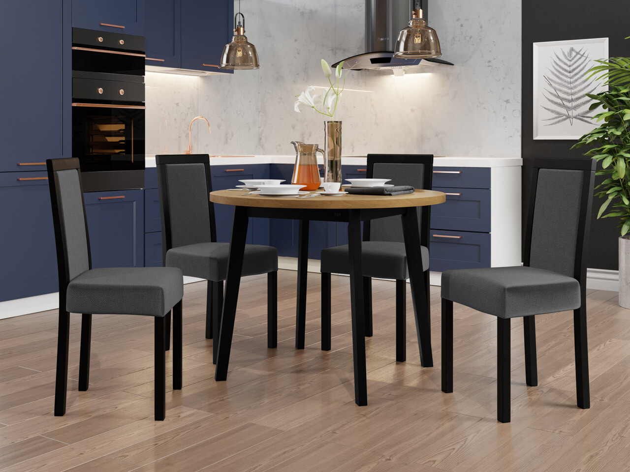 Eetkamerset Victorville 256 (Kleinzoon eik + Zwart)