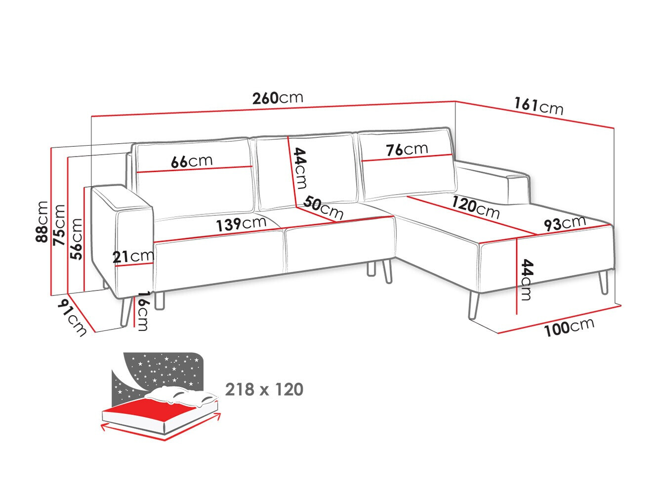 Hoekbank Lincoln 172 (Zetta 295)