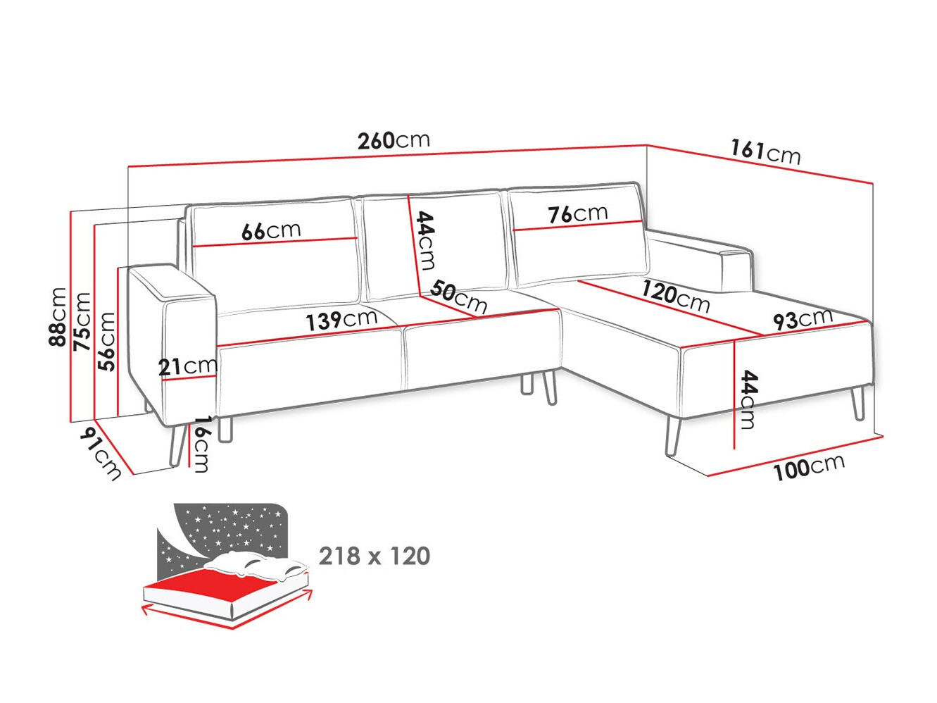 Hoekbank Lincoln 172 (Zetta 302)