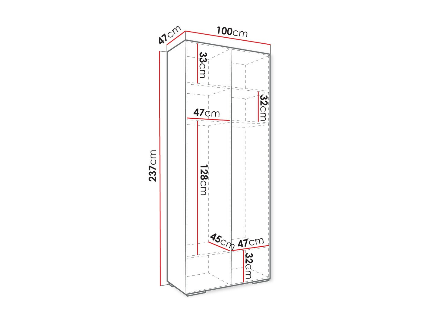 Kledingkast Hartford 408 (Wit)