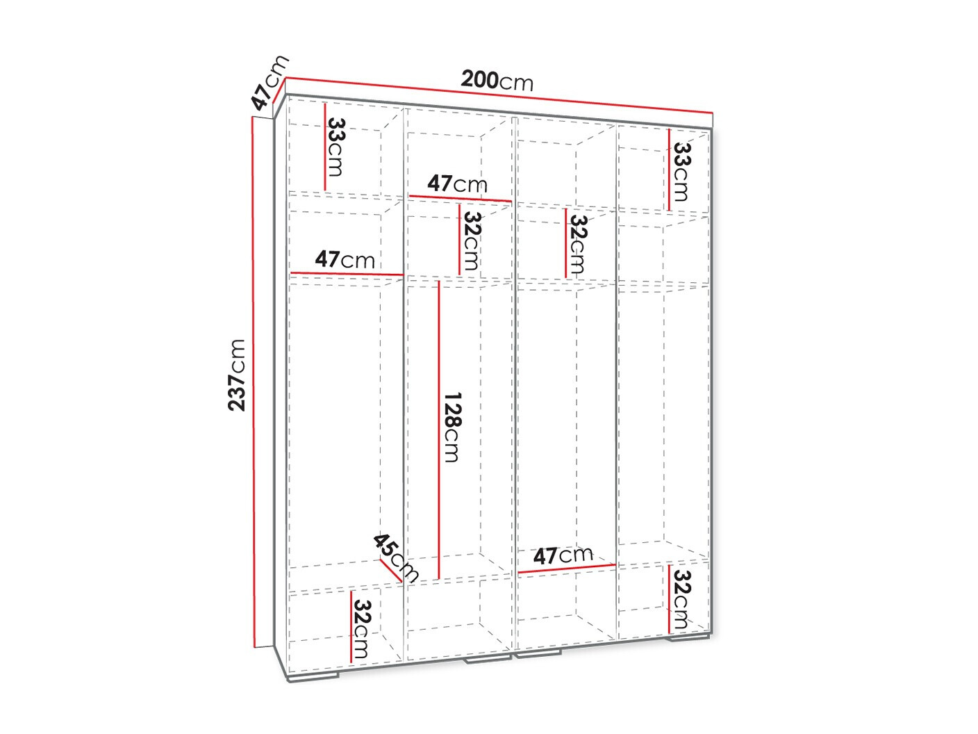 Kledingkast Hartford 414 (Zwart)