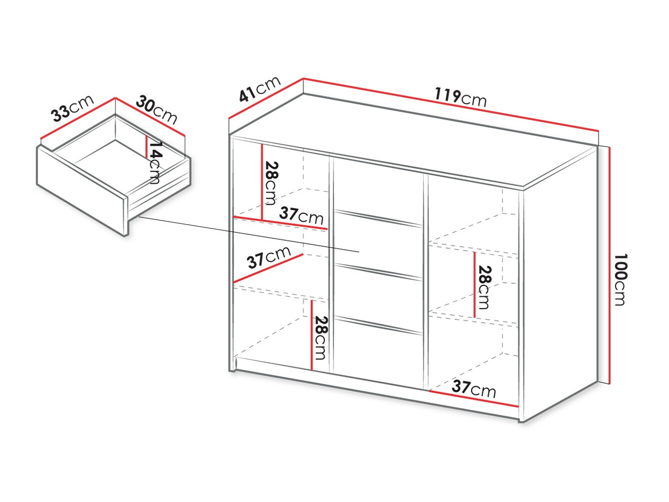 Ladekast Hartford 423 (Zwart)