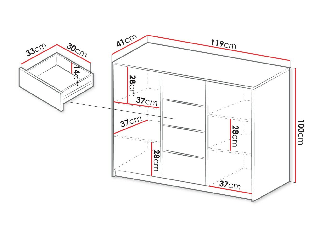 Ladekast Hartford 425 (Zwart)