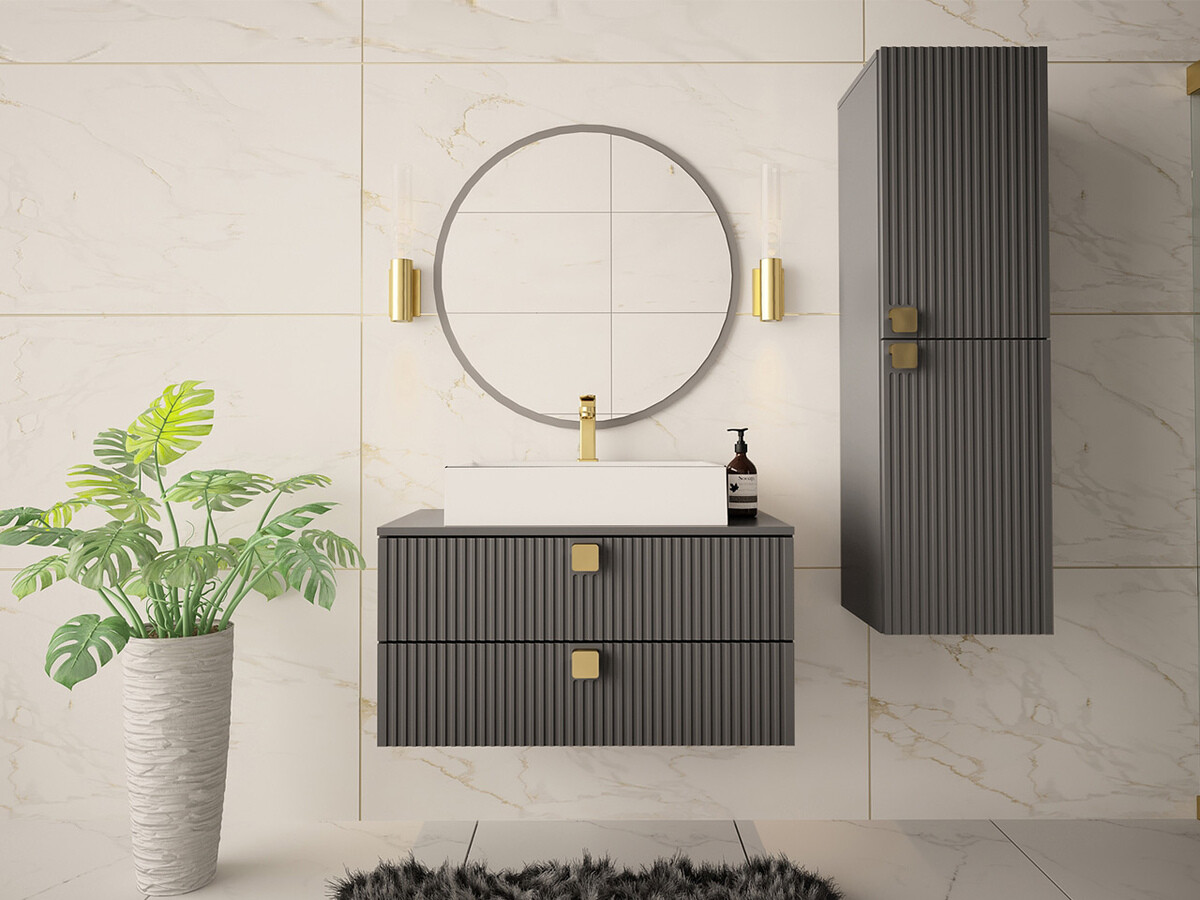 Wand badkamermeubel Orlvera 100 (Grijs)