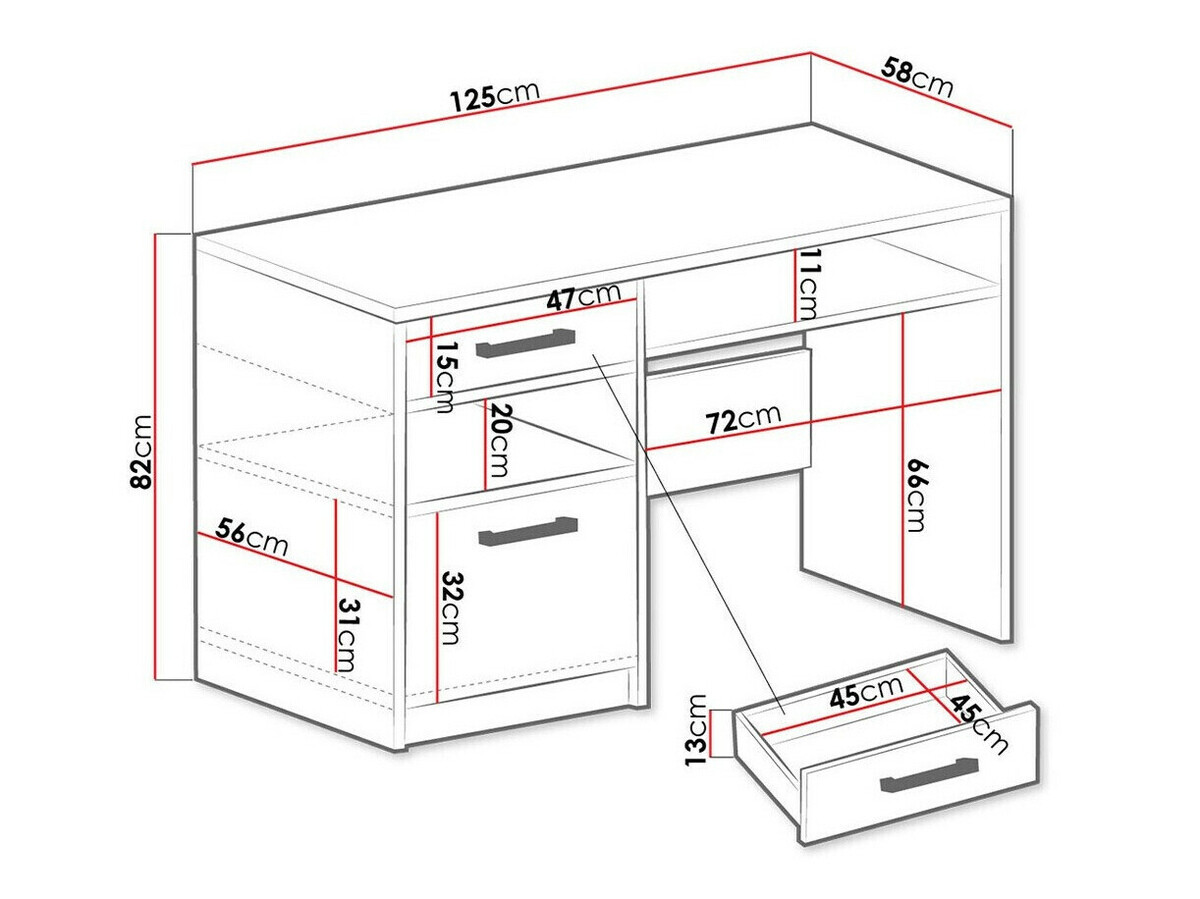 Bureau Dortivu 117 (Wit + Zilver)