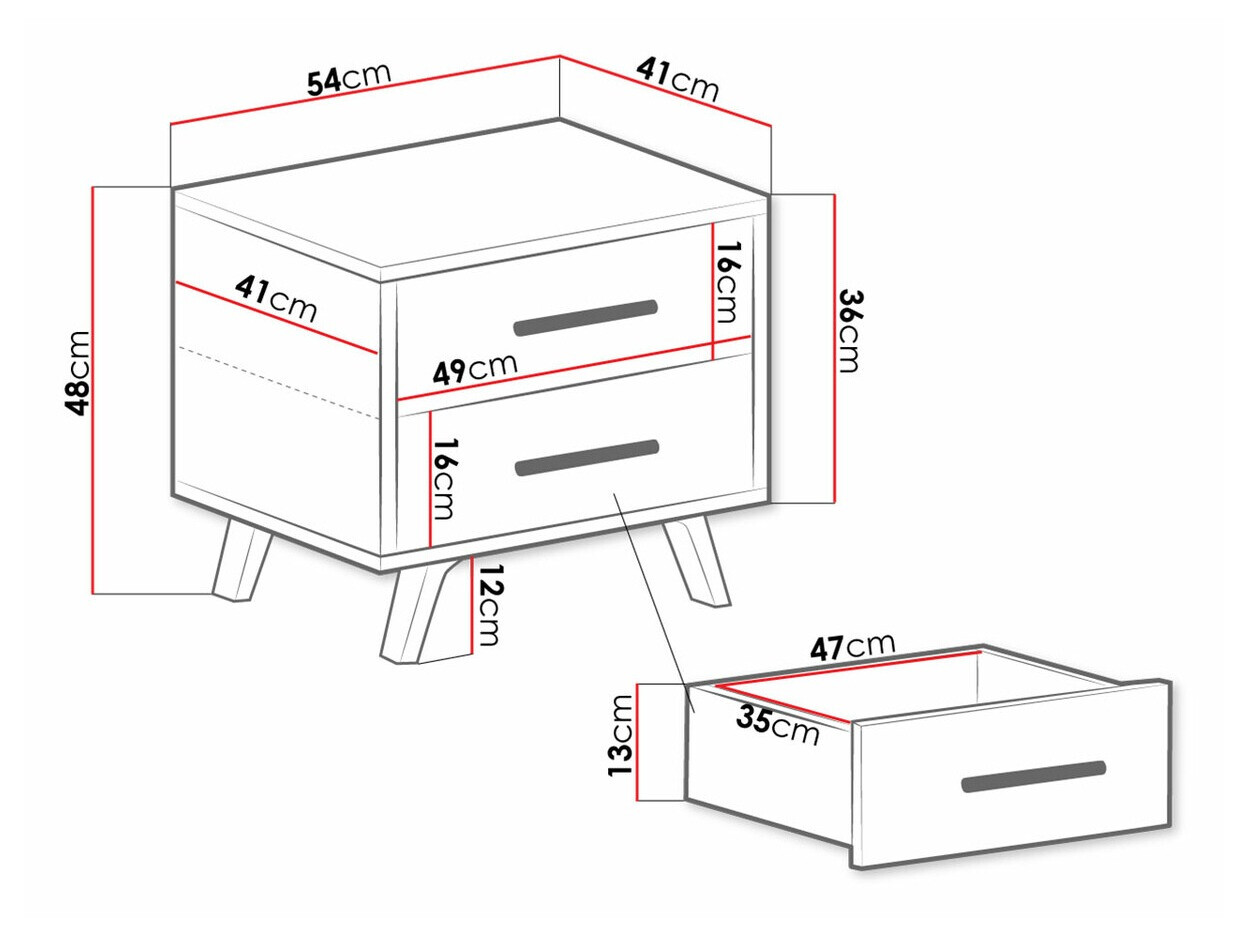 Nachtkastje Dortivu 119 (Grafiet + Zilver)