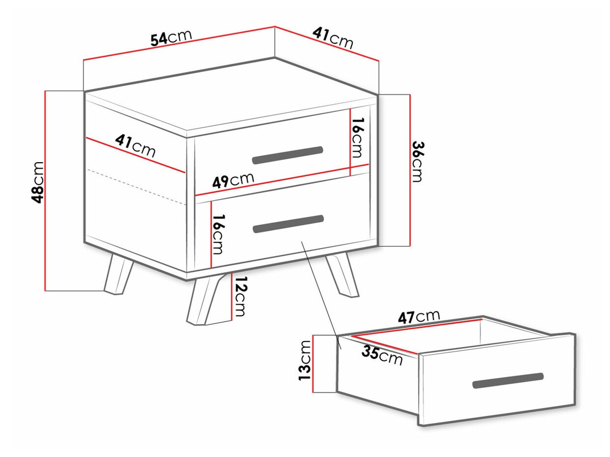 Nachtkastje Dortivu 119 (Sonoma eik + Zilver)