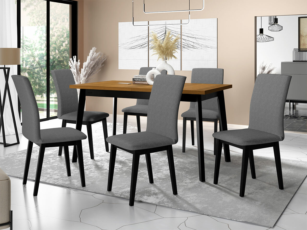 Eetkamerset Victorville 288 (Kleinzoon eik + Zwart)