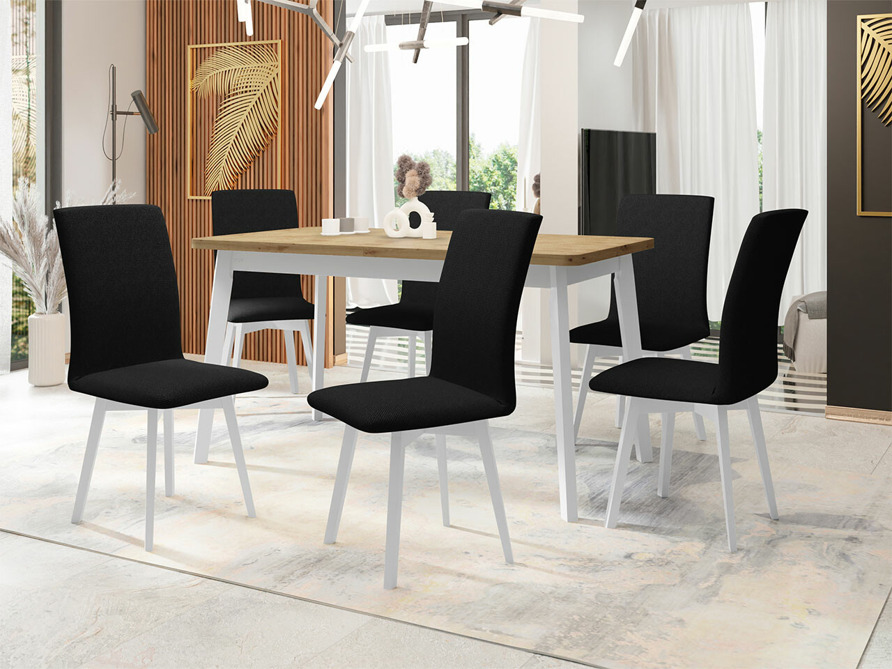 Eetkamerset Victorville 291 (Artisan eiken + Wit)