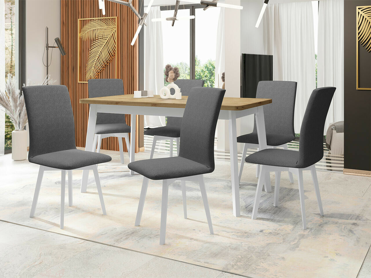 Eetkamerset Victorville 291 (Artisan eiken + Wit)