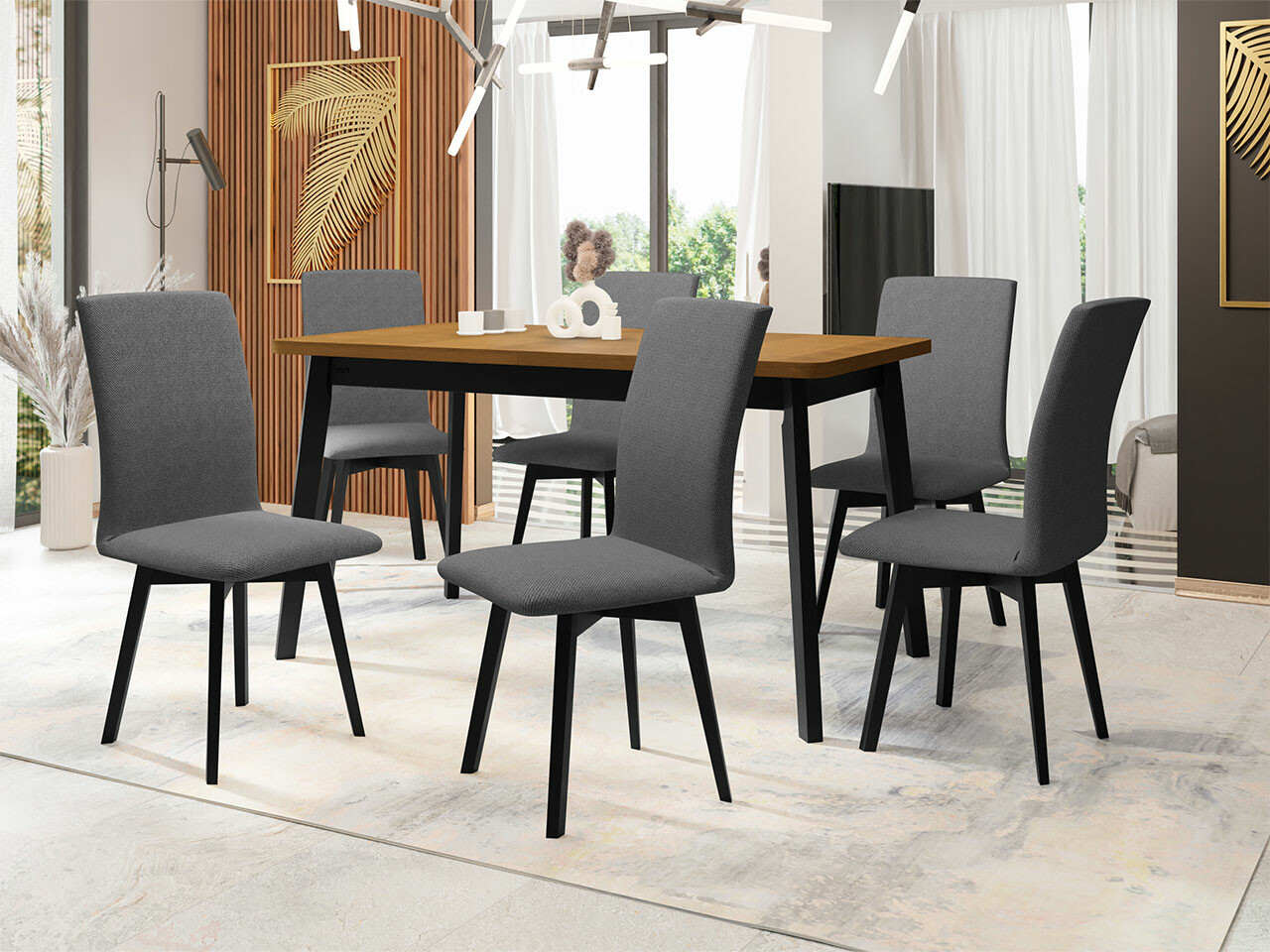 Eetkamerset Victorville 292 (Kleinzoon eik + Zwart)