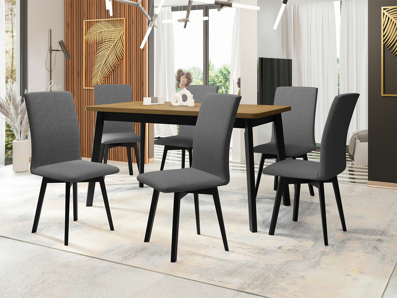 Eetkamerset Victorville 292 (Sonoma eik + Zwart)