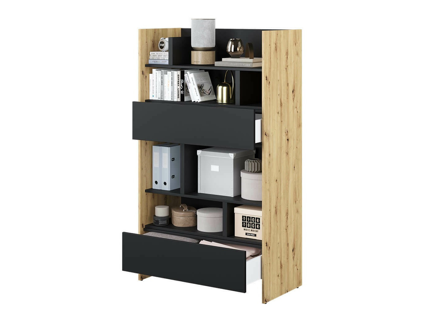 Boekenkast Concept Pro Lenart Levfere 151 (Artisan eiken + Zwart)