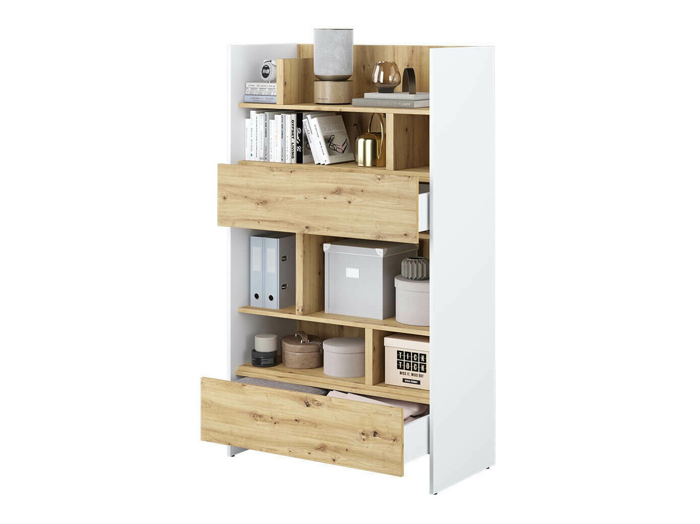 Boekenkast Concept Pro Lenart Levfere 151 (Wit + Artisan eiken)