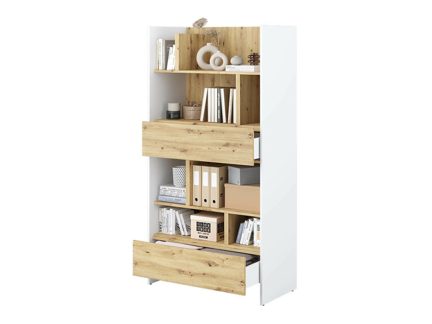 Boekenkast Concept Pro Lenart Levfere 152 (Wit + Artisan eiken)