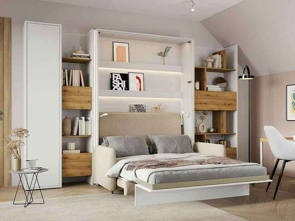 Boekenkast Concept Pro Lenart V (Wit + Artisan eiken)