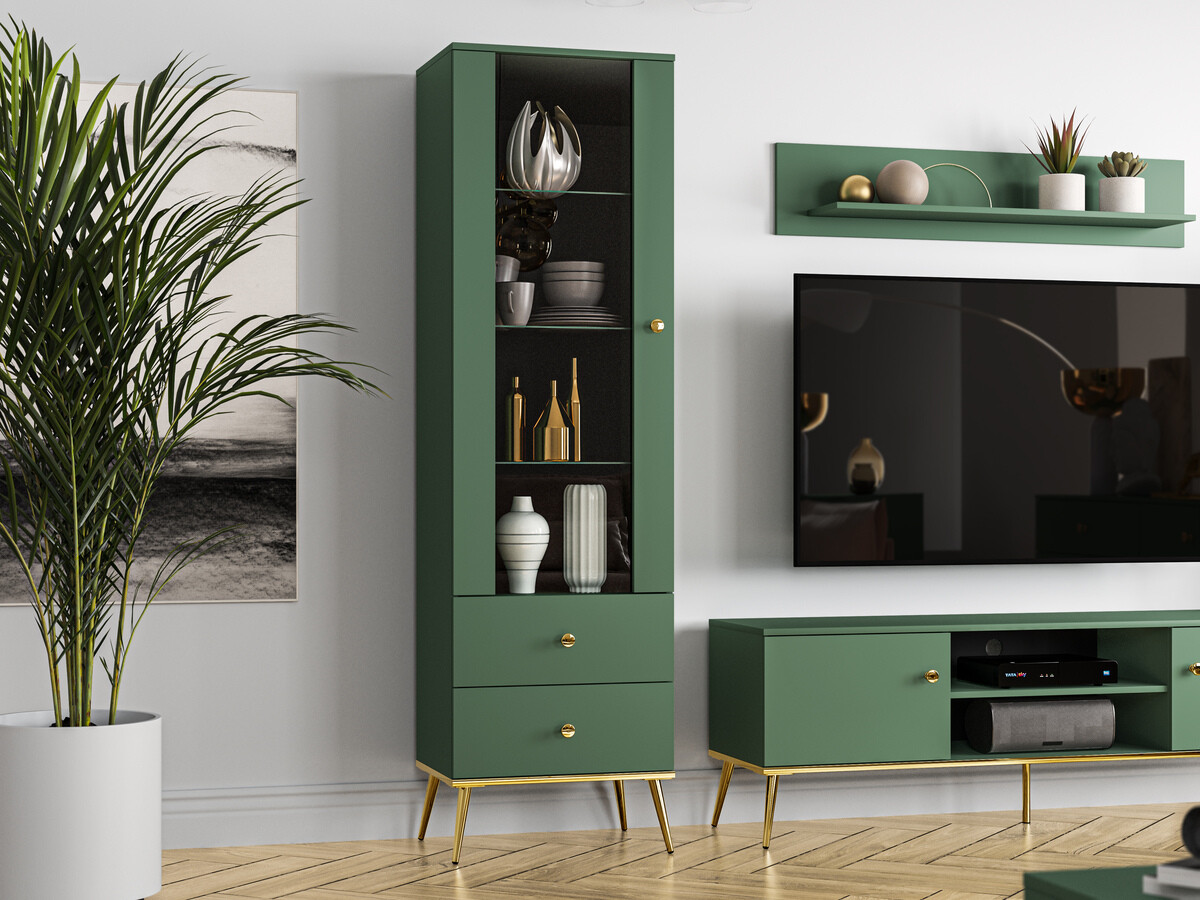 Boekenkast Flonovu 100 (Donkergroen + Gouden)