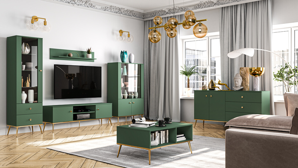 Boekenkast Flonovu 100 (Donkergroen + Gouden)