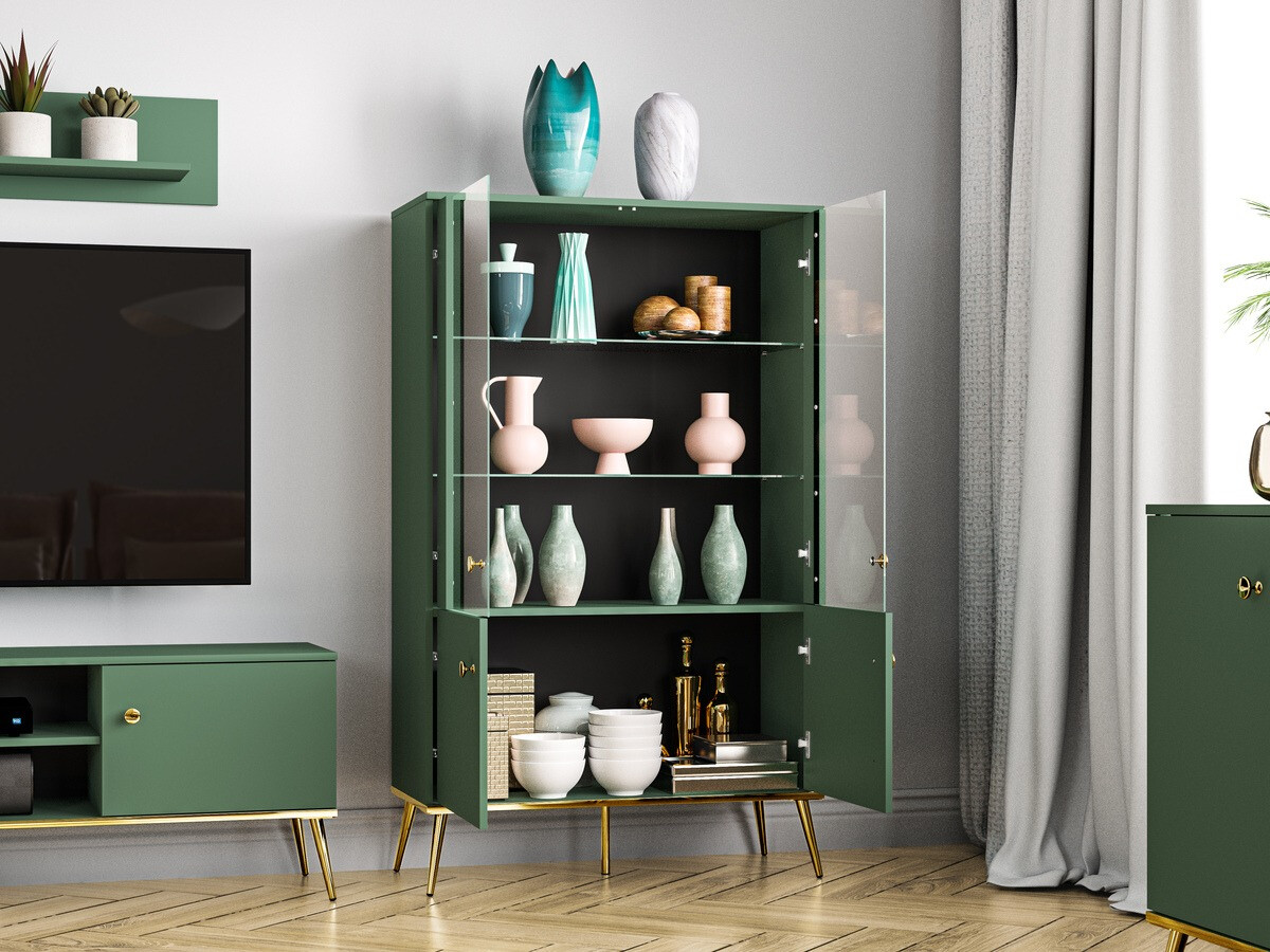 Boekenkast Flonovu 101 (Donkergroen + Gouden)