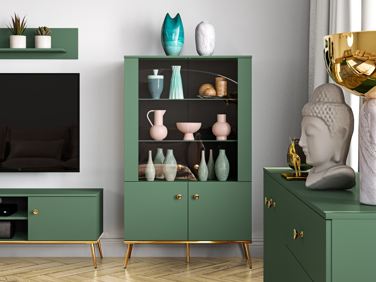 Boekenkast Flonovu 101 (Donkergroen + Gouden)