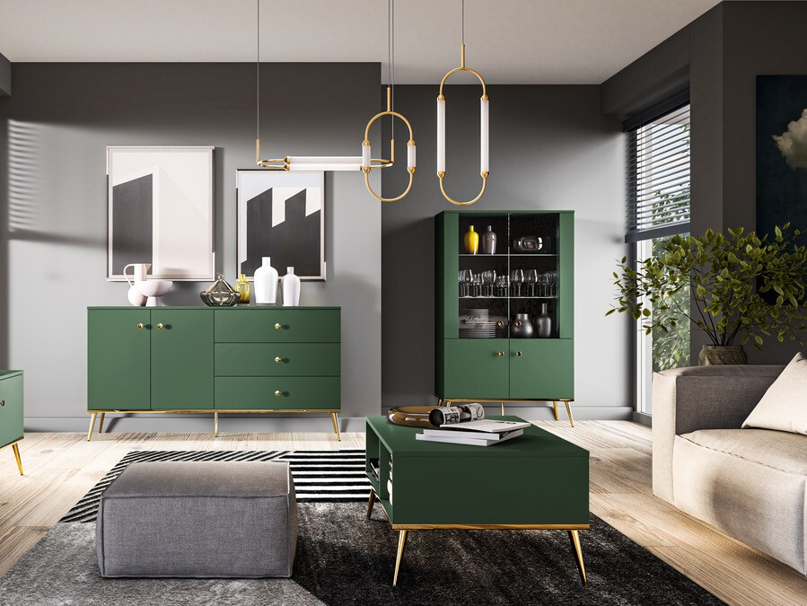 Boekenkast Flonovu 101 (Donkergroen + Gouden)