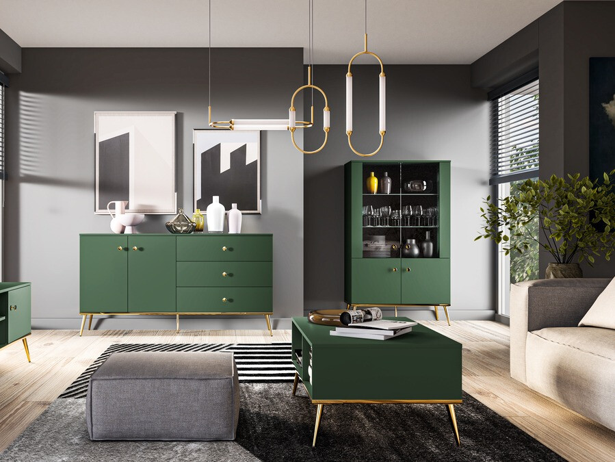 Boekenkast Flonovu 101 (Donkergroen + Gouden)