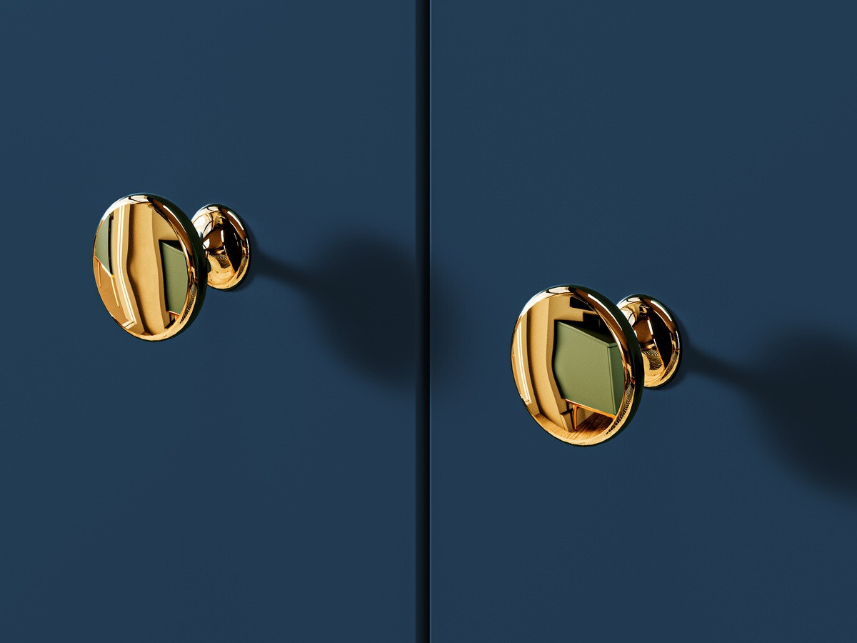 Ladekast Flonovu 102 (Donkerblauw + Gouden)