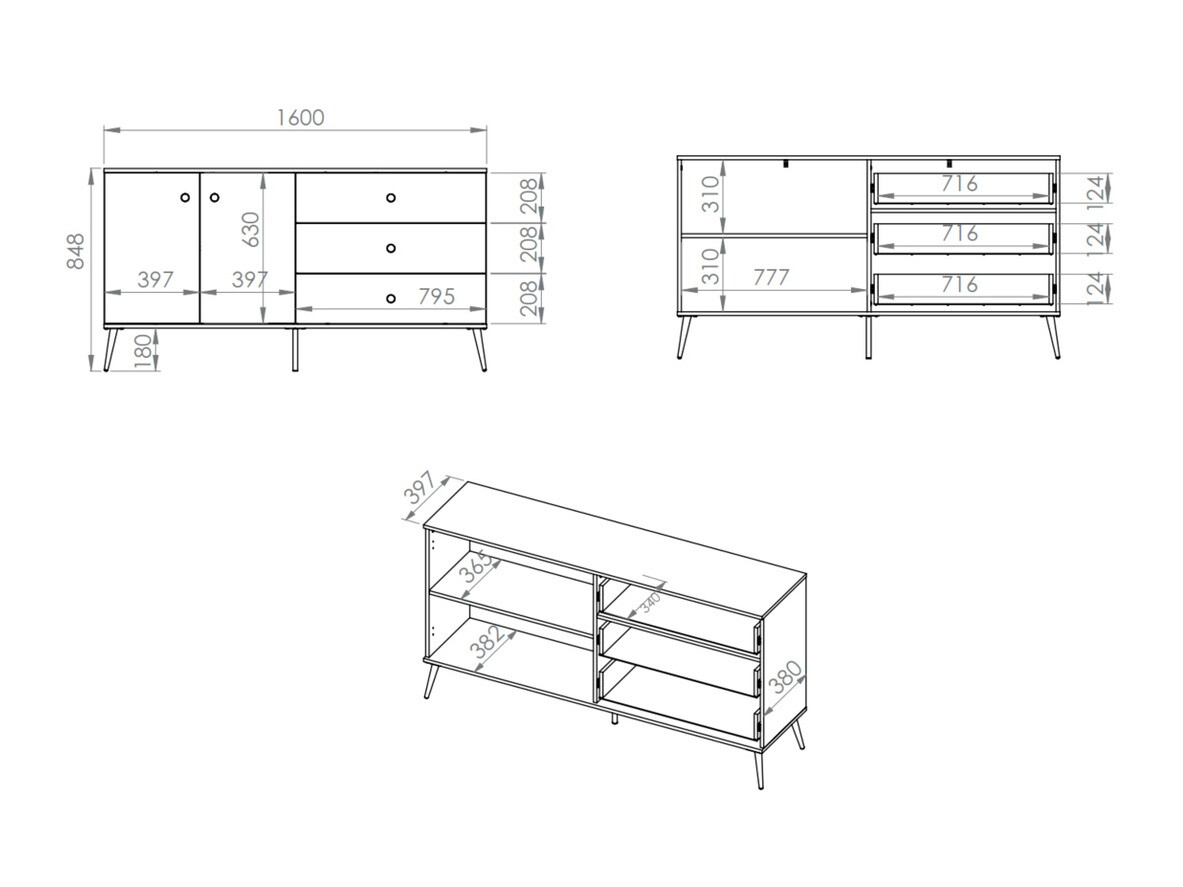 Ladekast Flonovu 102 (Donkerblauw + Gouden)