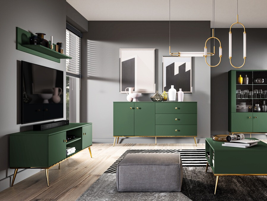 Ladekast Flonovu 102 (Donkergroen + Gouden)