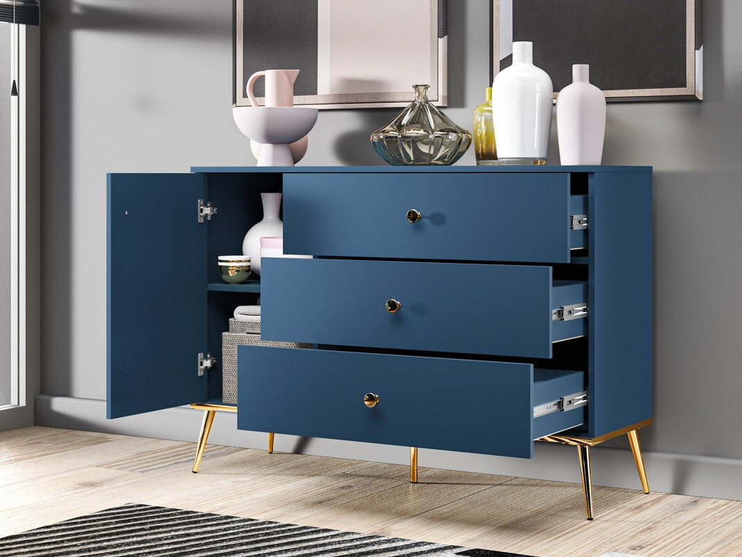 Ladekast Flonovu 103 (Donkerblauw + Gouden)