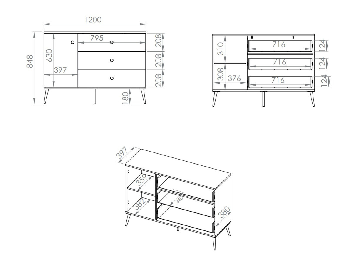 Ladekast Flonovu 103 (Donkerblauw + Gouden)