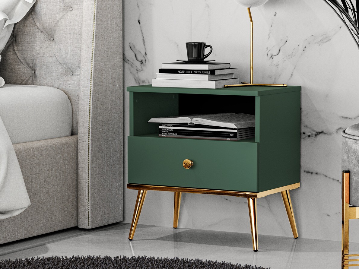 Nachtkastje Flonovu 105 (Donkergroen + Gouden)