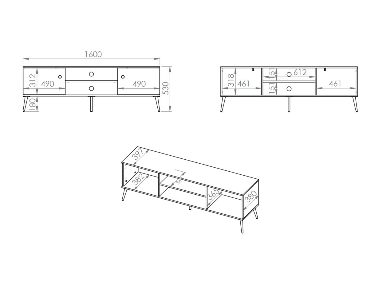TV-meubel Flonovu 104 (Donkergroen + Gouden)