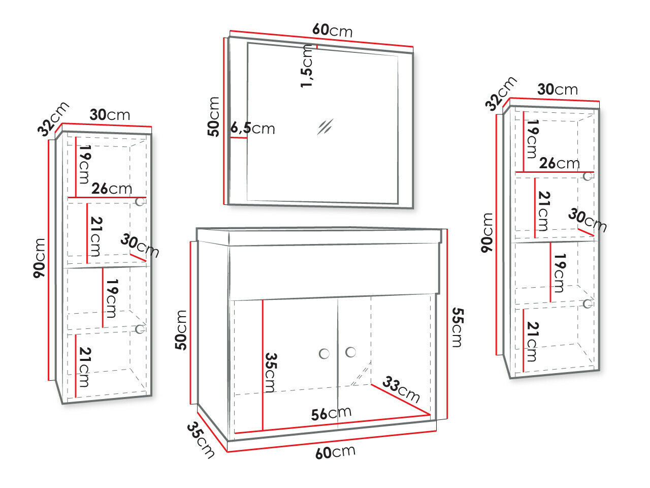 Badkamerset Hartford J100 (Zwart)