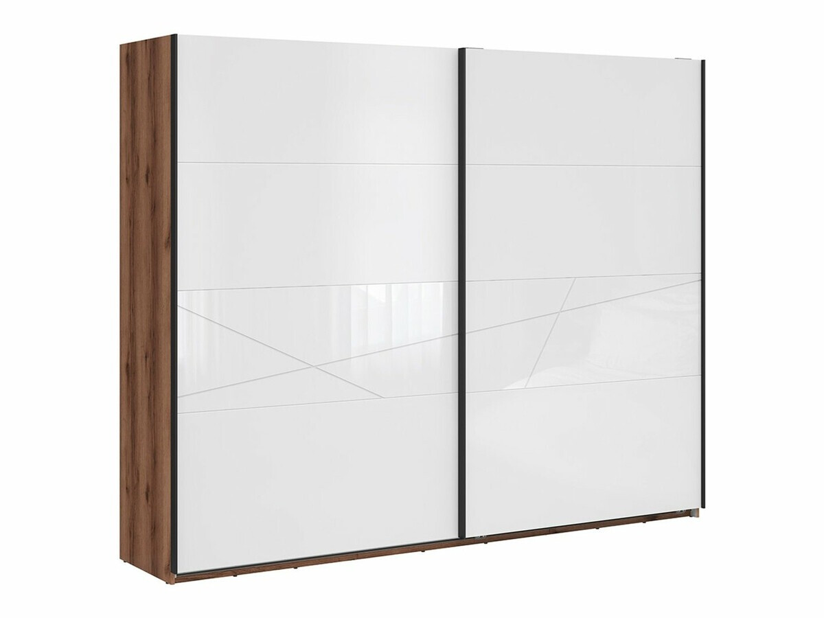 Kledingkast Fivale 124 (Donker delano-eik + Glanzend wit)