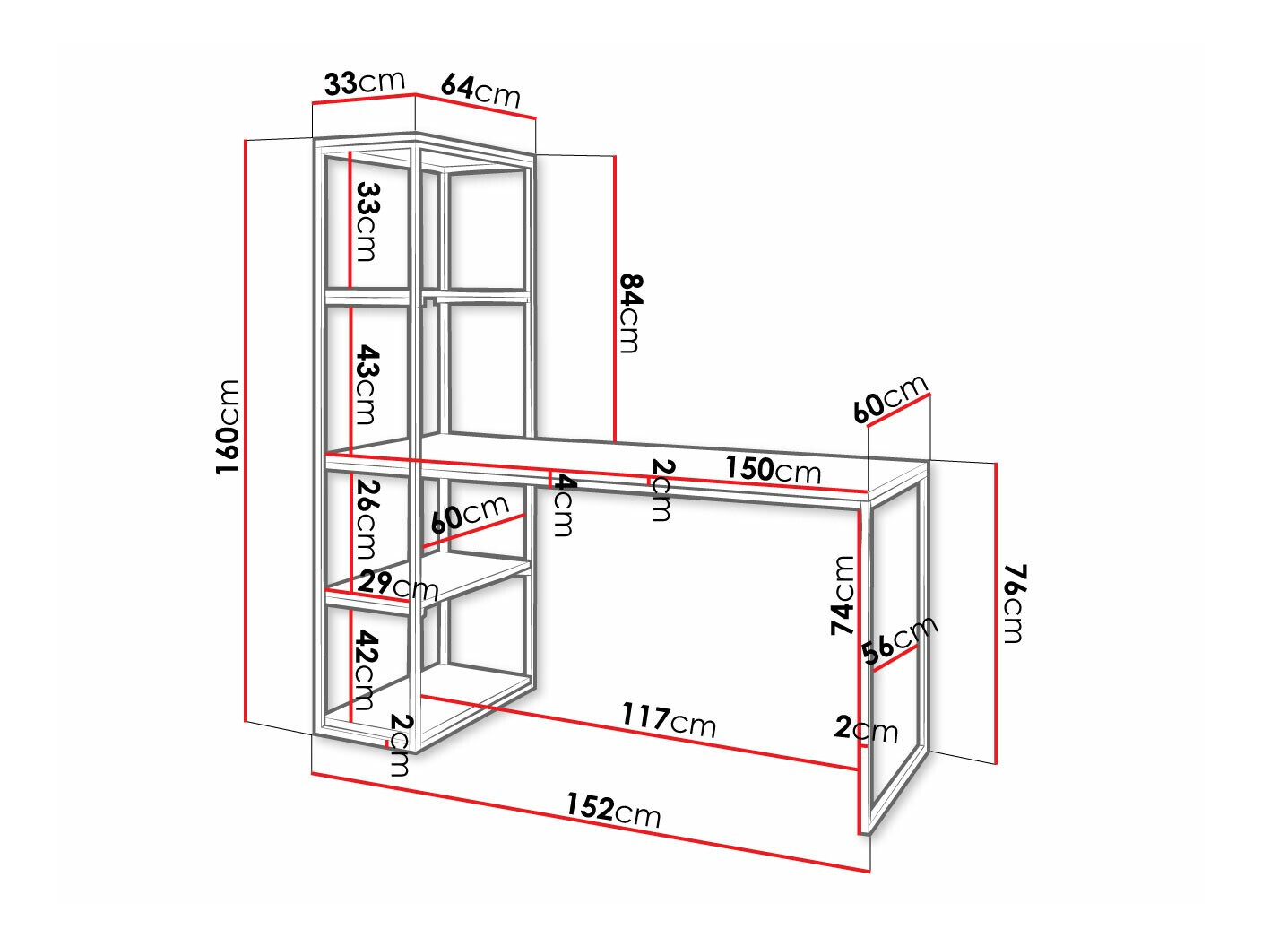 Bureau Oswego 107 (Zwart)