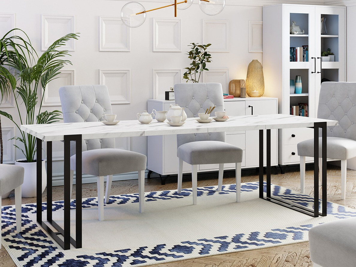 Tafel Comfivo 179 (Wit Marmuro + Zwart)