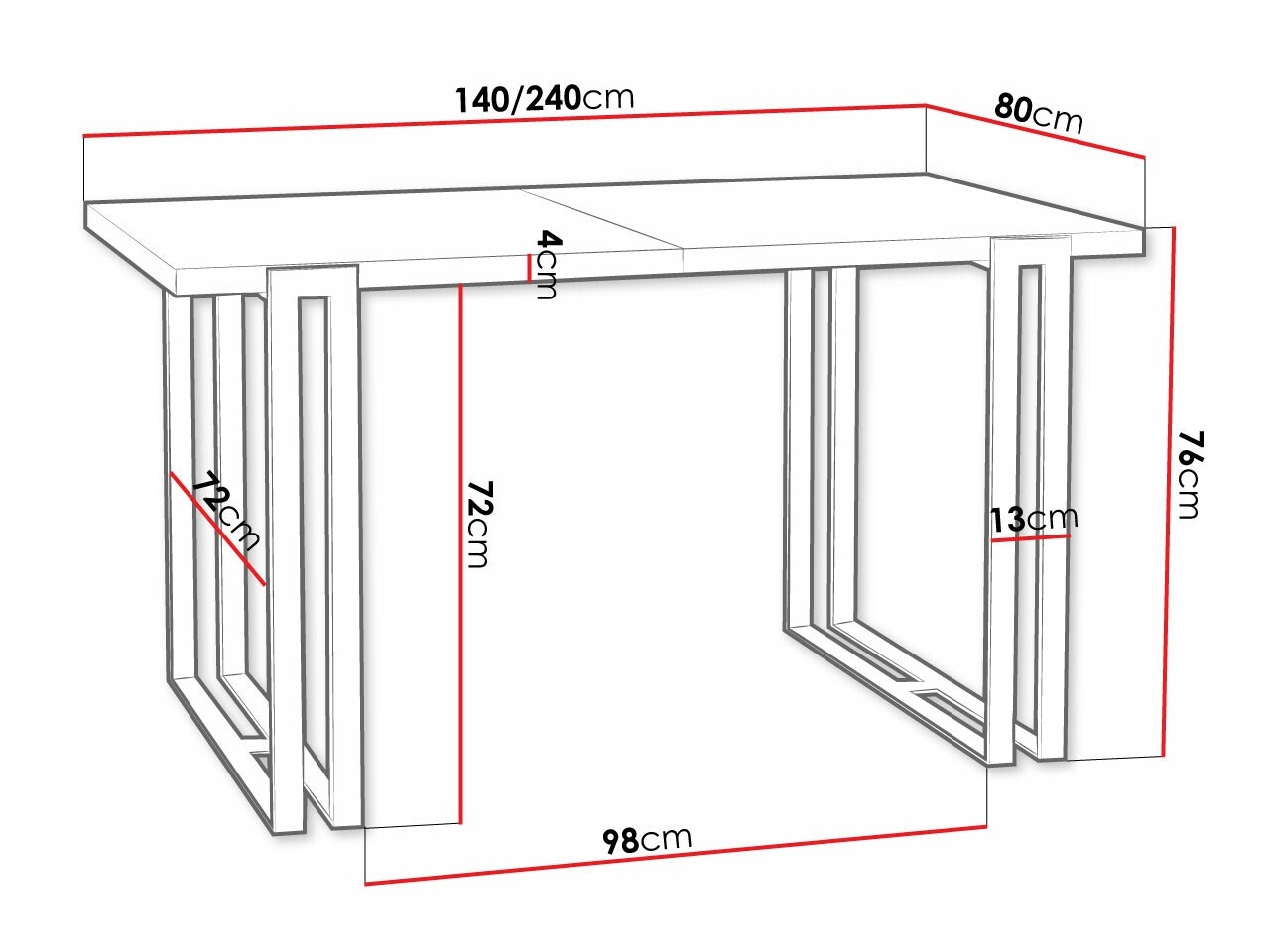 Tafel Comfivo 179 (Wit + Zwart)