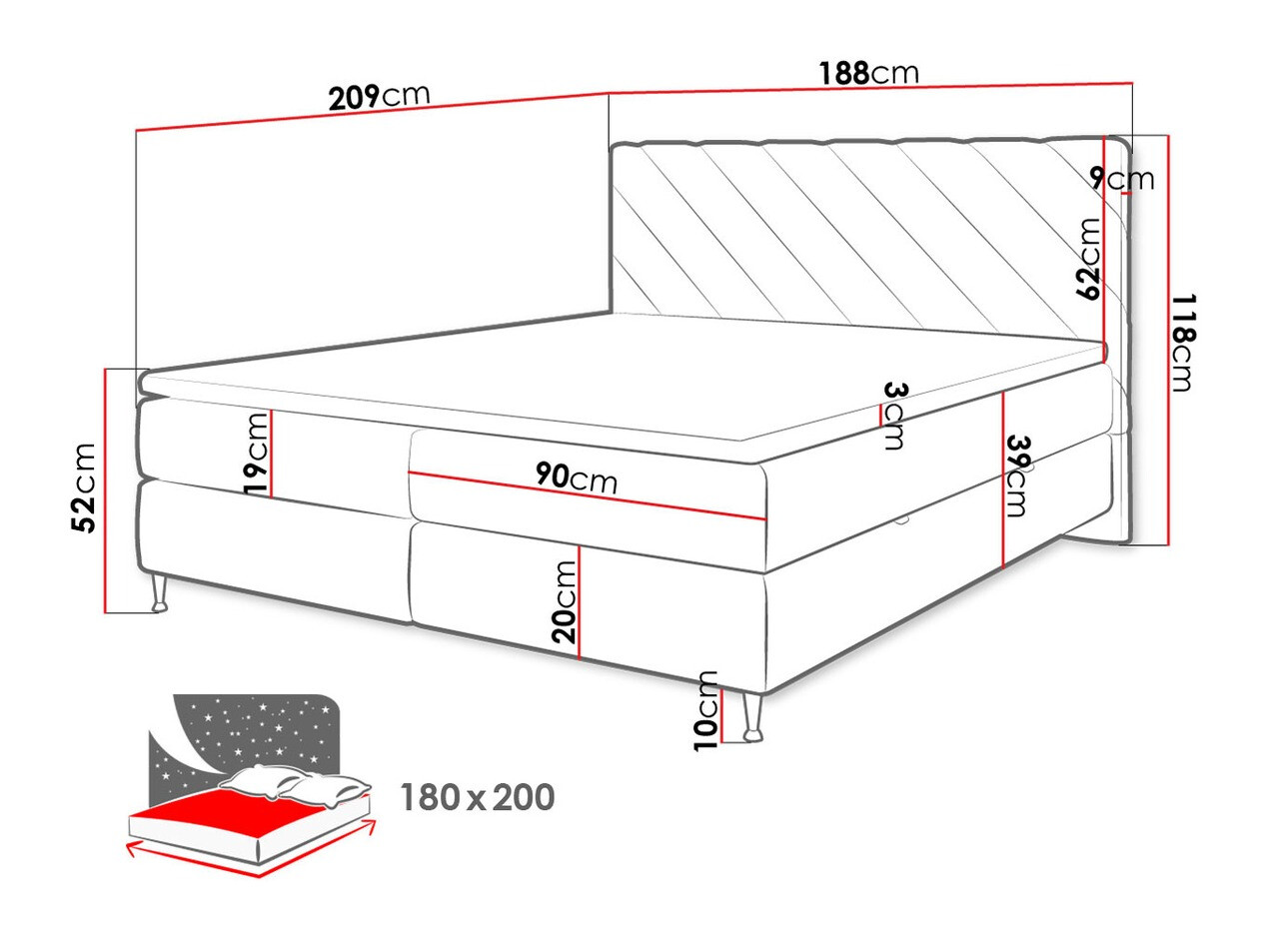Boxspring ComfiDream 176 (Fresh 11)