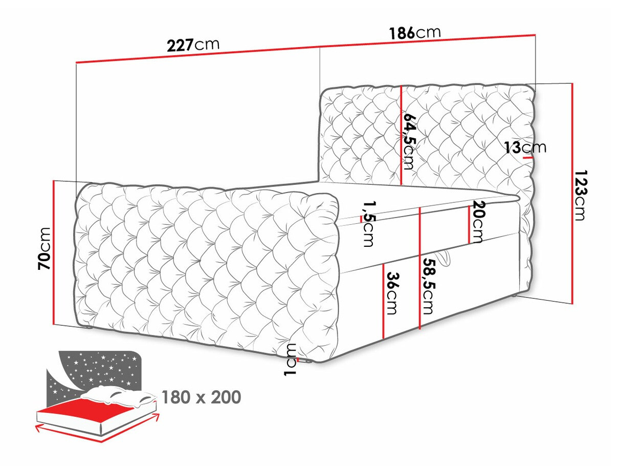 Boxspring Baltimore 186 (Velluto 20)