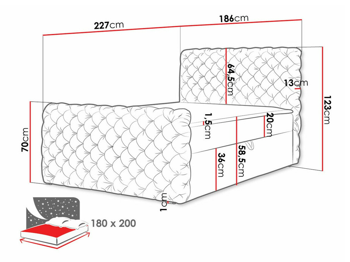 Boxspring Baltimore 186 (Velluto 30)