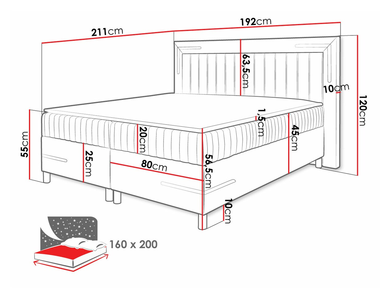 Boxspring Baltimore 188 (Fresh 13)