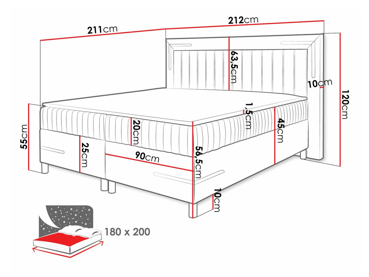 Boxspring Baltimore 188 (Fresh 13)