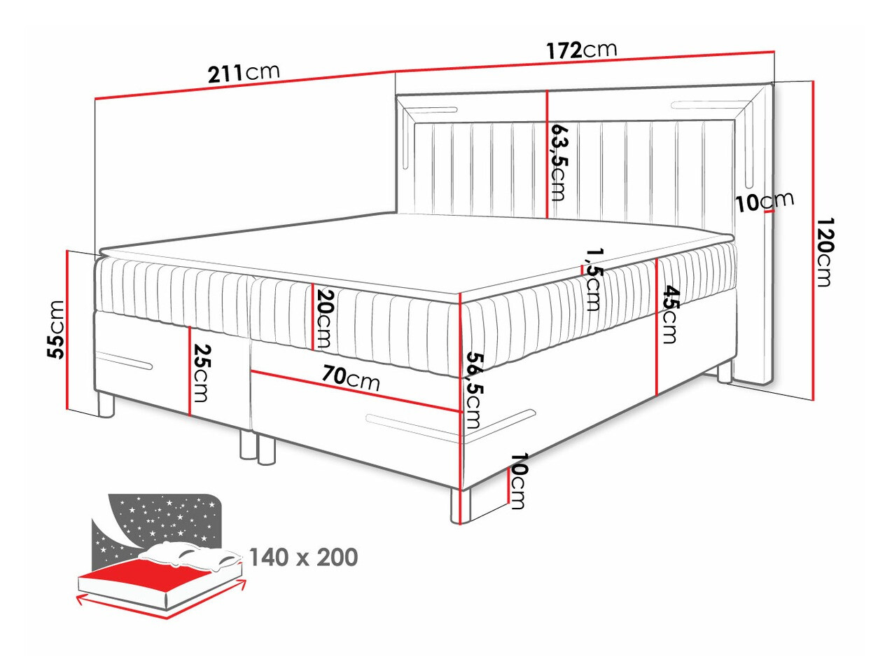 Boxspring Baltimore 188 (Fresh 37)