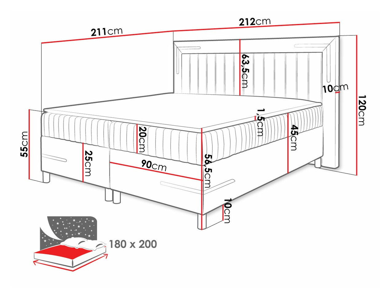 Boxspring Baltimore 188 (Fresh 37)